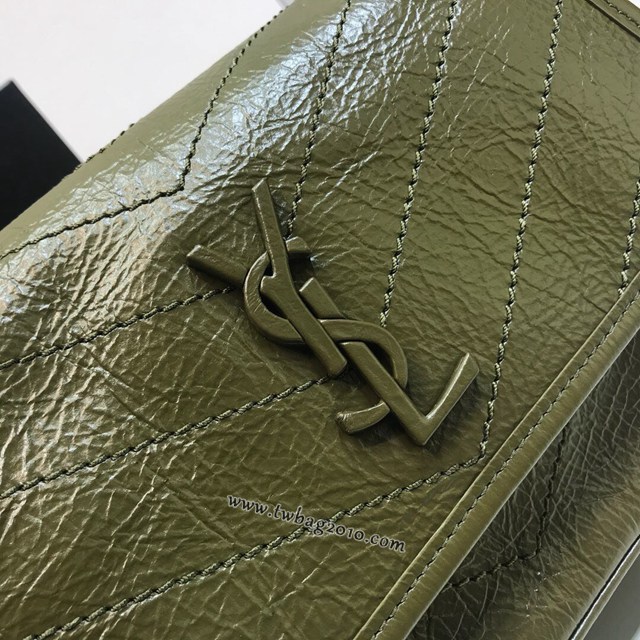 YSL专柜款女包 聖羅蘭經典款Niki油蠟抓皺牛皮小號郵差包 YSL肩背斜挎包 533037  jjh1184